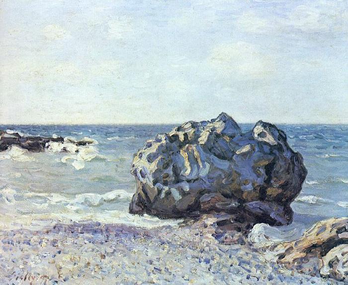 Alfred Sisley Bucht von Langland mit Felsen